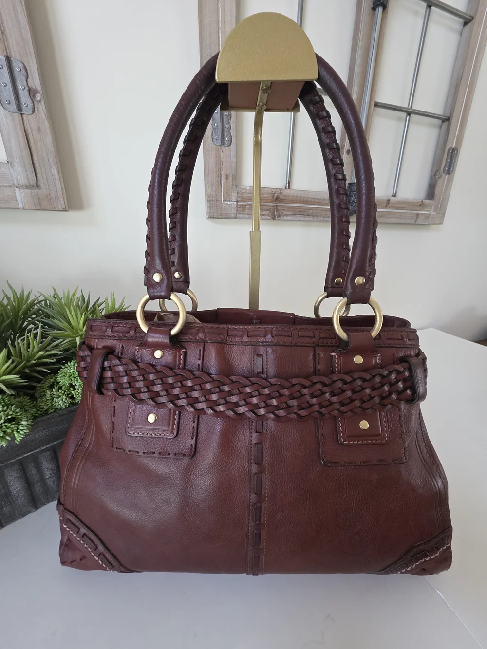 Vintage Coach Hamptons Braided Cognac Leather Carryall Bag Y2K Limited Edition - Picture 3 of 16